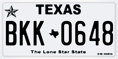 TX license plate BKK0648