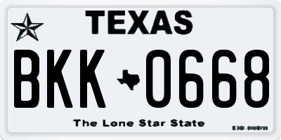 TX license plate BKK0668