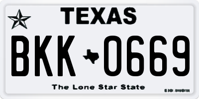 TX license plate BKK0669