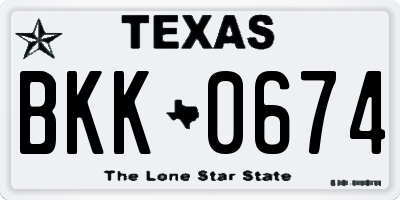 TX license plate BKK0674