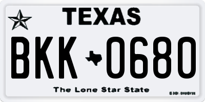 TX license plate BKK0680
