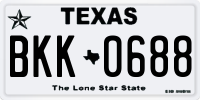 TX license plate BKK0688