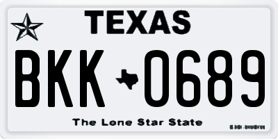TX license plate BKK0689