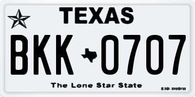 TX license plate BKK0707
