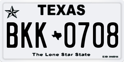 TX license plate BKK0708