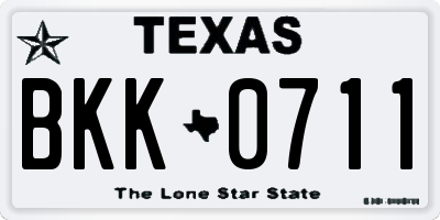 TX license plate BKK0711