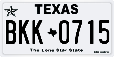 TX license plate BKK0715