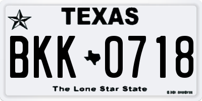 TX license plate BKK0718