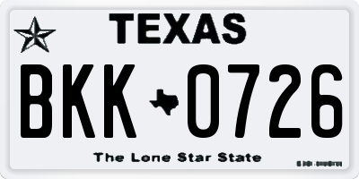 TX license plate BKK0726