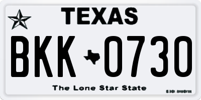 TX license plate BKK0730