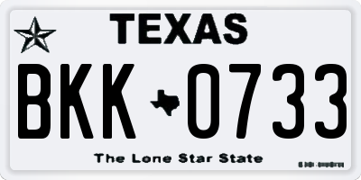 TX license plate BKK0733