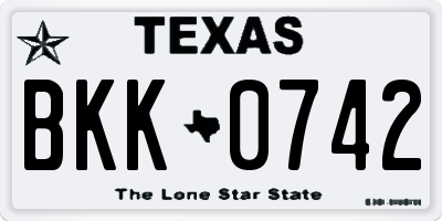 TX license plate BKK0742