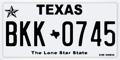 TX license plate BKK0745