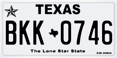 TX license plate BKK0746