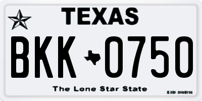 TX license plate BKK0750