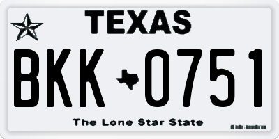 TX license plate BKK0751