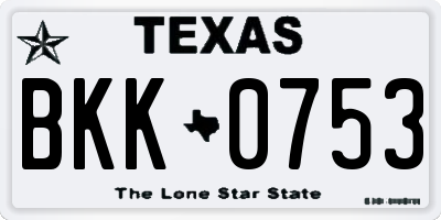 TX license plate BKK0753