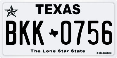 TX license plate BKK0756