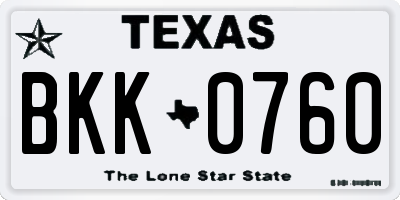 TX license plate BKK0760
