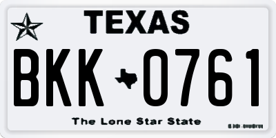 TX license plate BKK0761