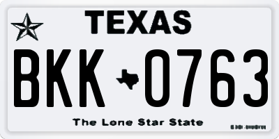 TX license plate BKK0763
