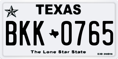 TX license plate BKK0765