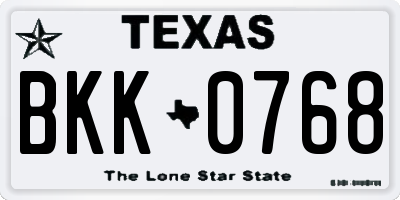 TX license plate BKK0768
