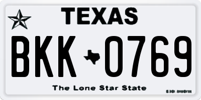 TX license plate BKK0769