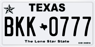 TX license plate BKK0777