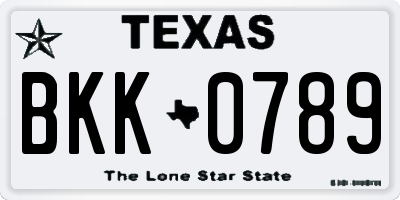 TX license plate BKK0789