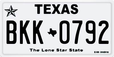 TX license plate BKK0792
