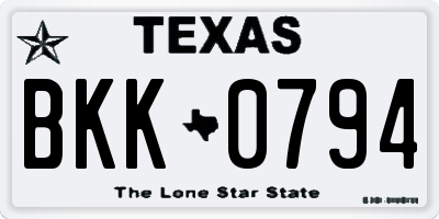 TX license plate BKK0794