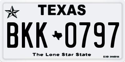 TX license plate BKK0797