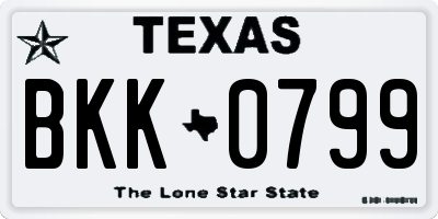 TX license plate BKK0799