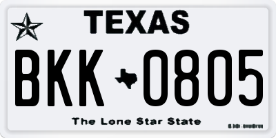 TX license plate BKK0805