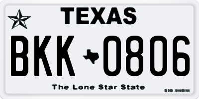 TX license plate BKK0806