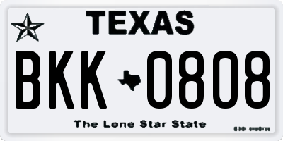 TX license plate BKK0808