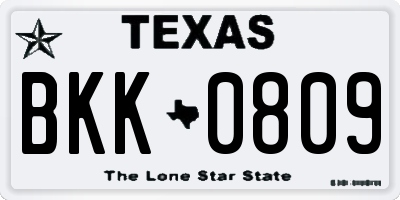 TX license plate BKK0809