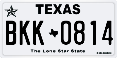 TX license plate BKK0814