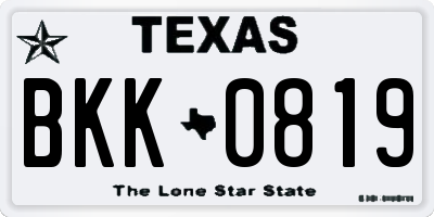 TX license plate BKK0819