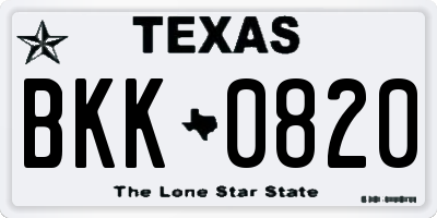 TX license plate BKK0820