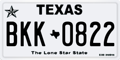 TX license plate BKK0822