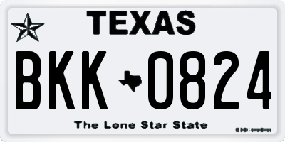 TX license plate BKK0824