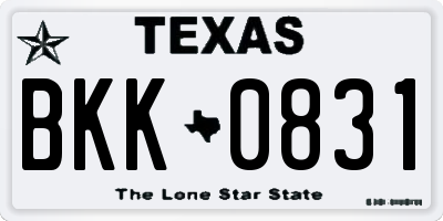 TX license plate BKK0831