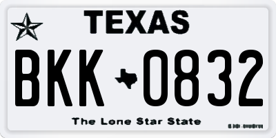 TX license plate BKK0832