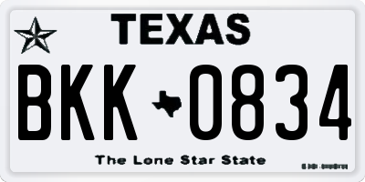 TX license plate BKK0834
