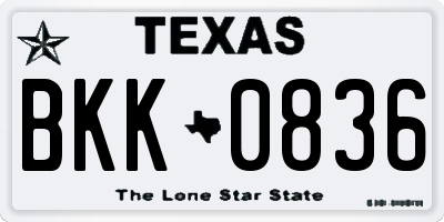 TX license plate BKK0836