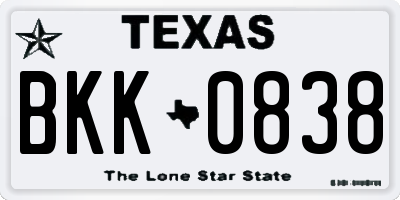 TX license plate BKK0838