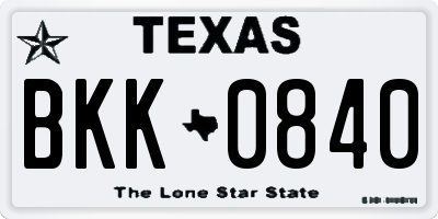TX license plate BKK0840