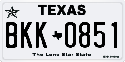TX license plate BKK0851